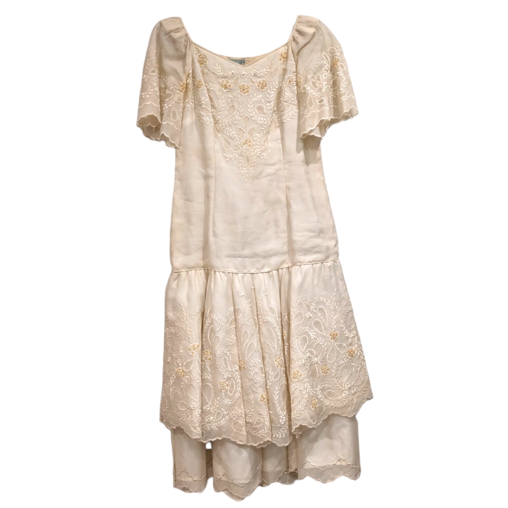Tesoro's Philippines Filipiniana Elegant Cream Embroidered Dress 8